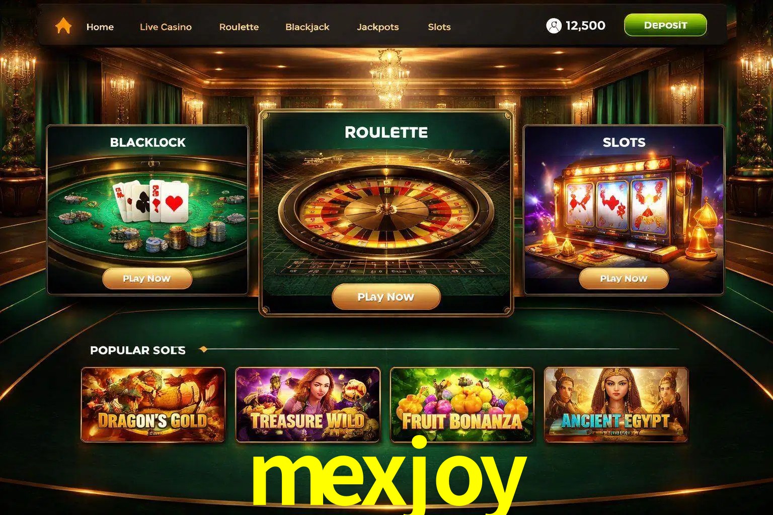 Vista de la plataforma mexjoy Casino mostrando categorías organizadas de juegos en línea
